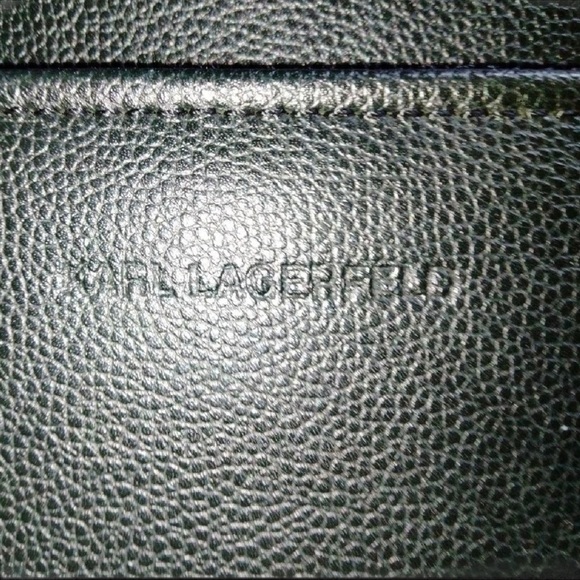 Karl Lagerfeld Black Pebbled Leather Zip Briefcase with Built-In Handles - Picture 2 of 7